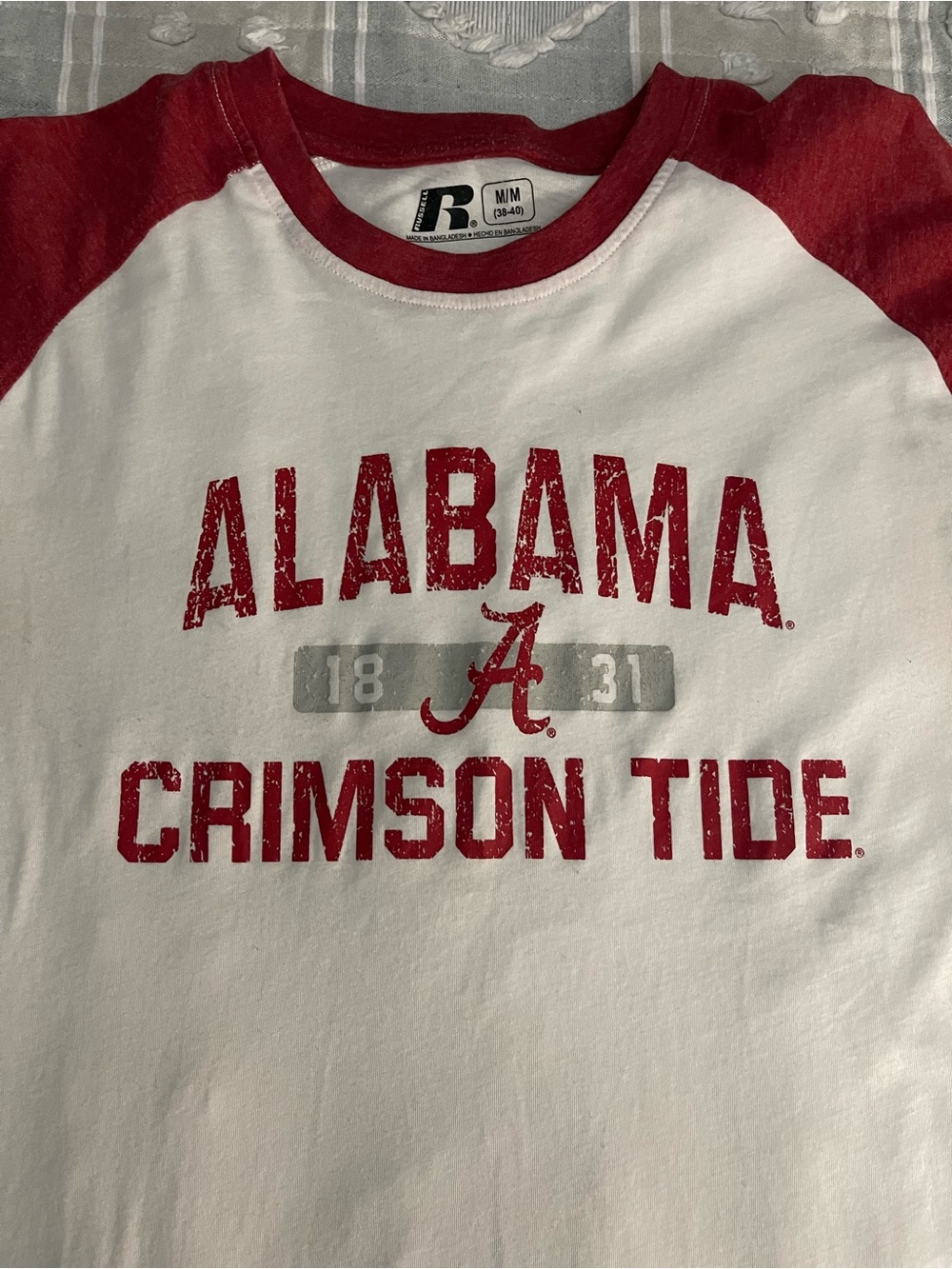 Alabama Crimson Tide Raglan Tee - Red and White